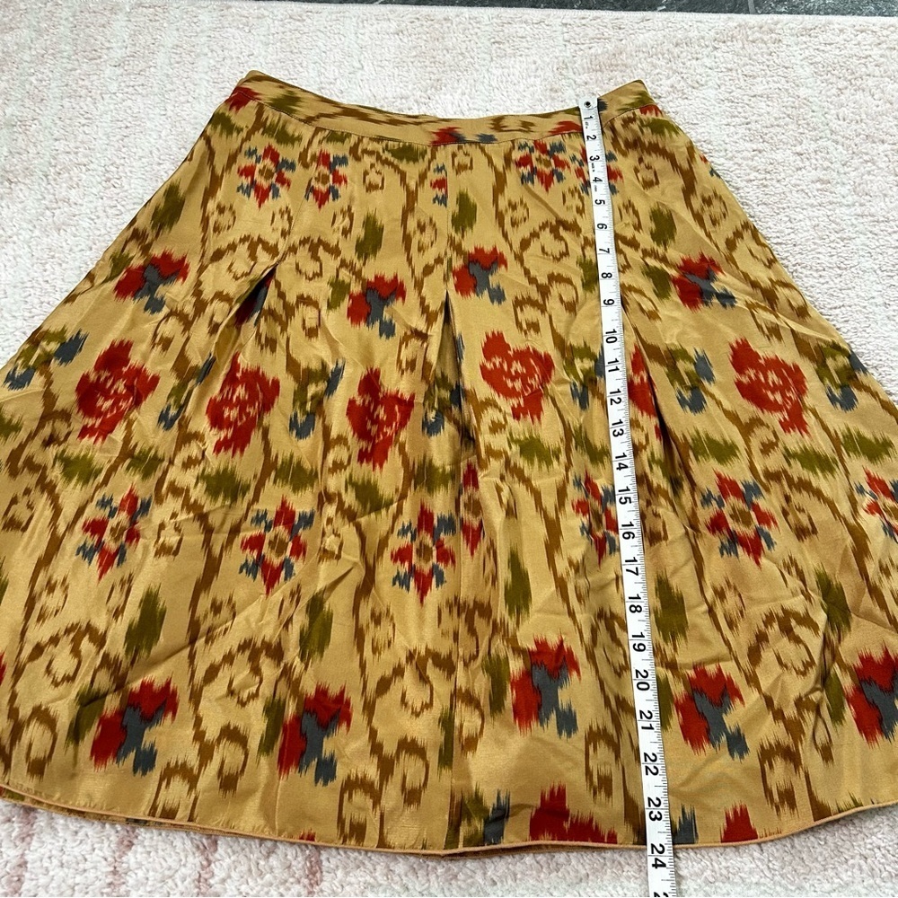 NWT J Jill Floral Ikat Silk A Line Skirt Size 8 Petite Spring Holiday Office - Picture 10 of 13